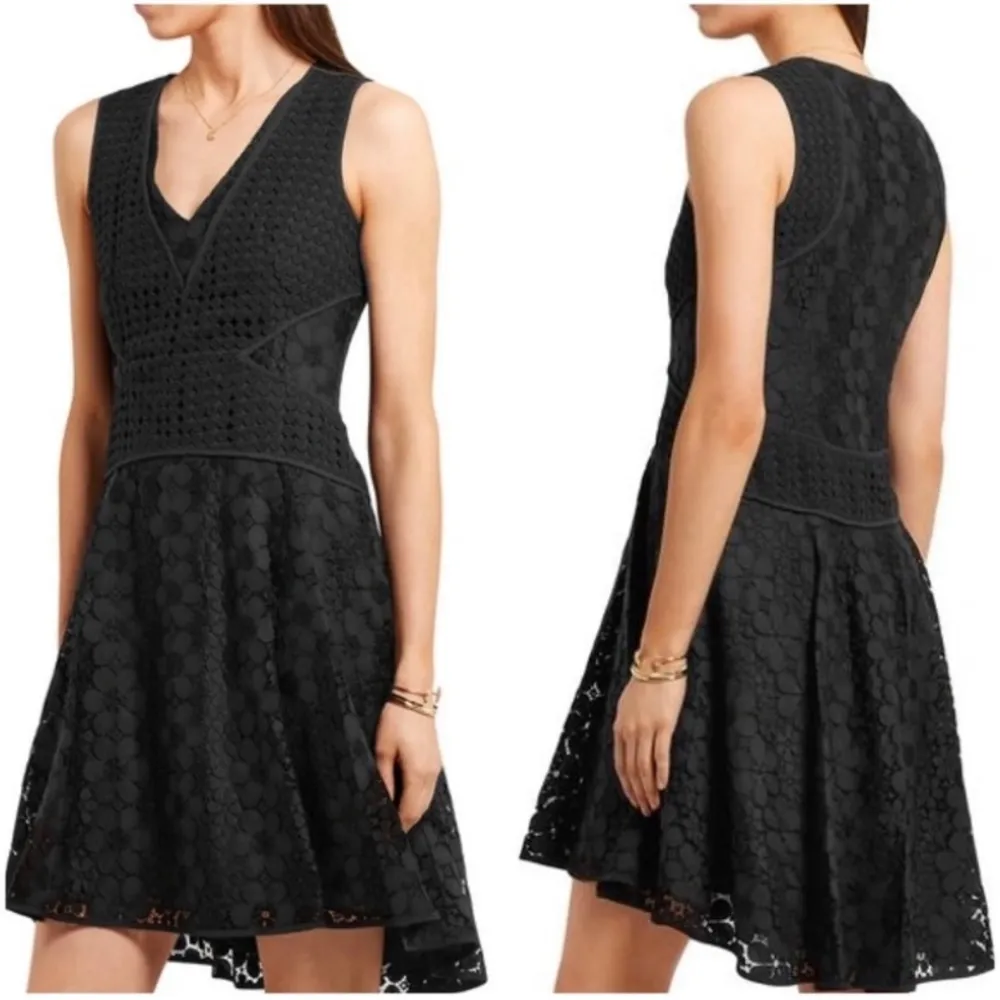 DIANE VON FURSTENBERG DVF Fiorenza Black Lace High Low Little Black Dress 4 - Image 5