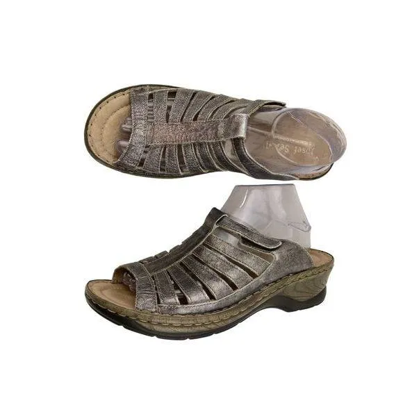 *Josef Seibel Sandals Womens 41 Metallic Silver Caged Strappy Slip On Slide Mule Size 10 - Image 2