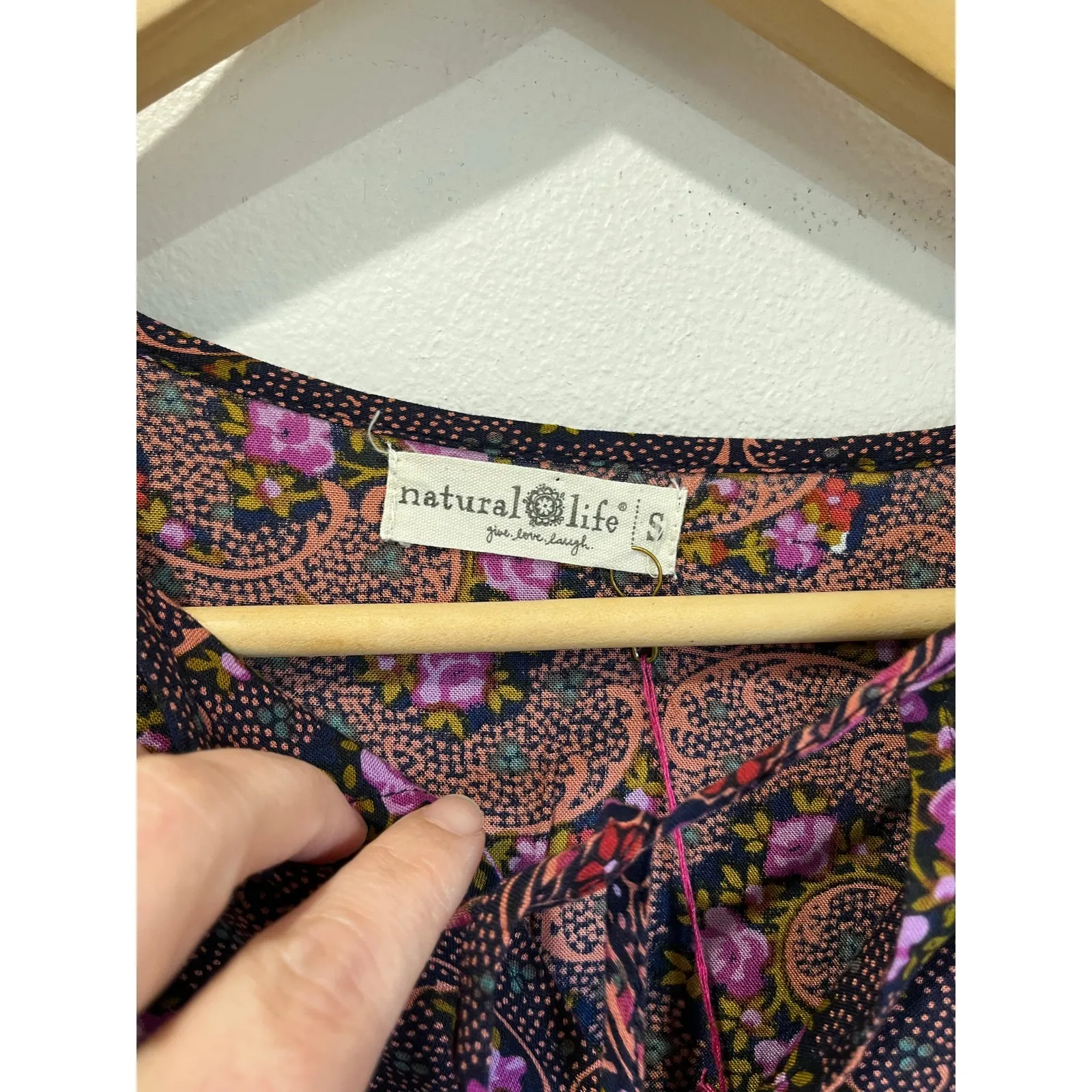 Natural Life Boho Floral Mini Dress Peasant Style NWT Size Small Festival - Image 4