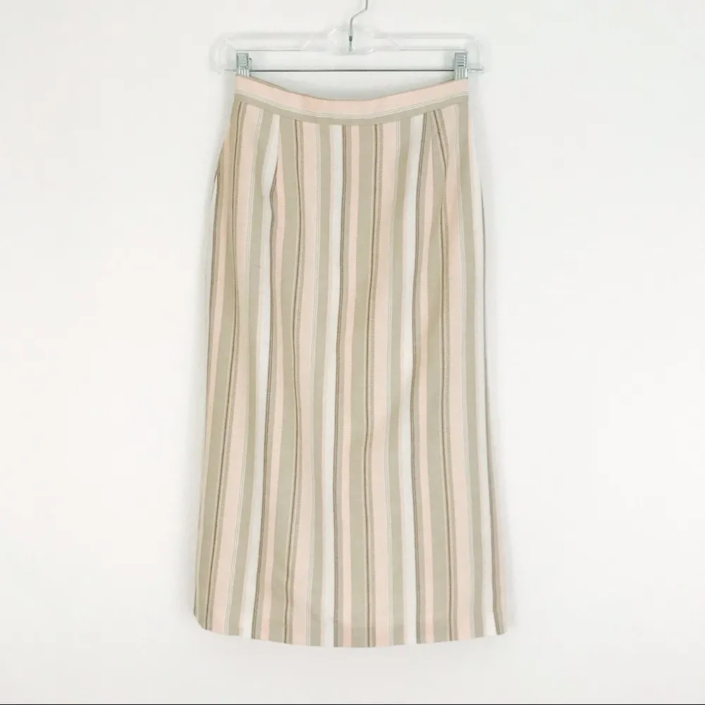 Vintage Vino de Casa Striped Woven Midi Skirt | Size S White - Image 11