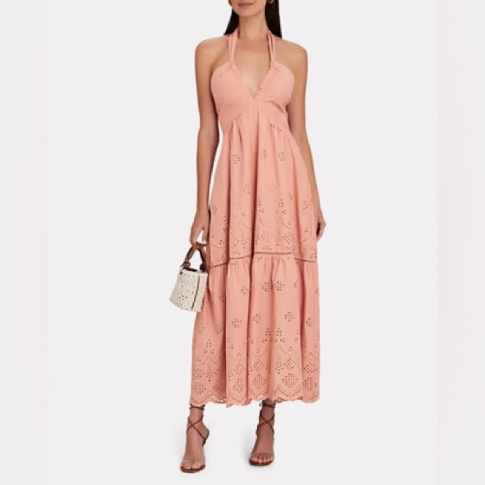 Intermix Kivari Cassidy Eyelet Halter Maxi Dress Pink Size 4 - Image 9