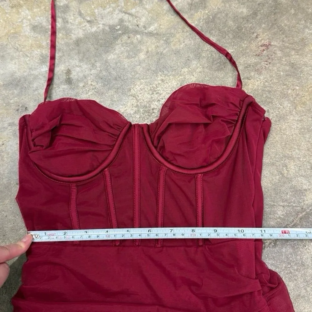 Oh Polly Cherish Me Corset Mini Dress in Red - Image 4