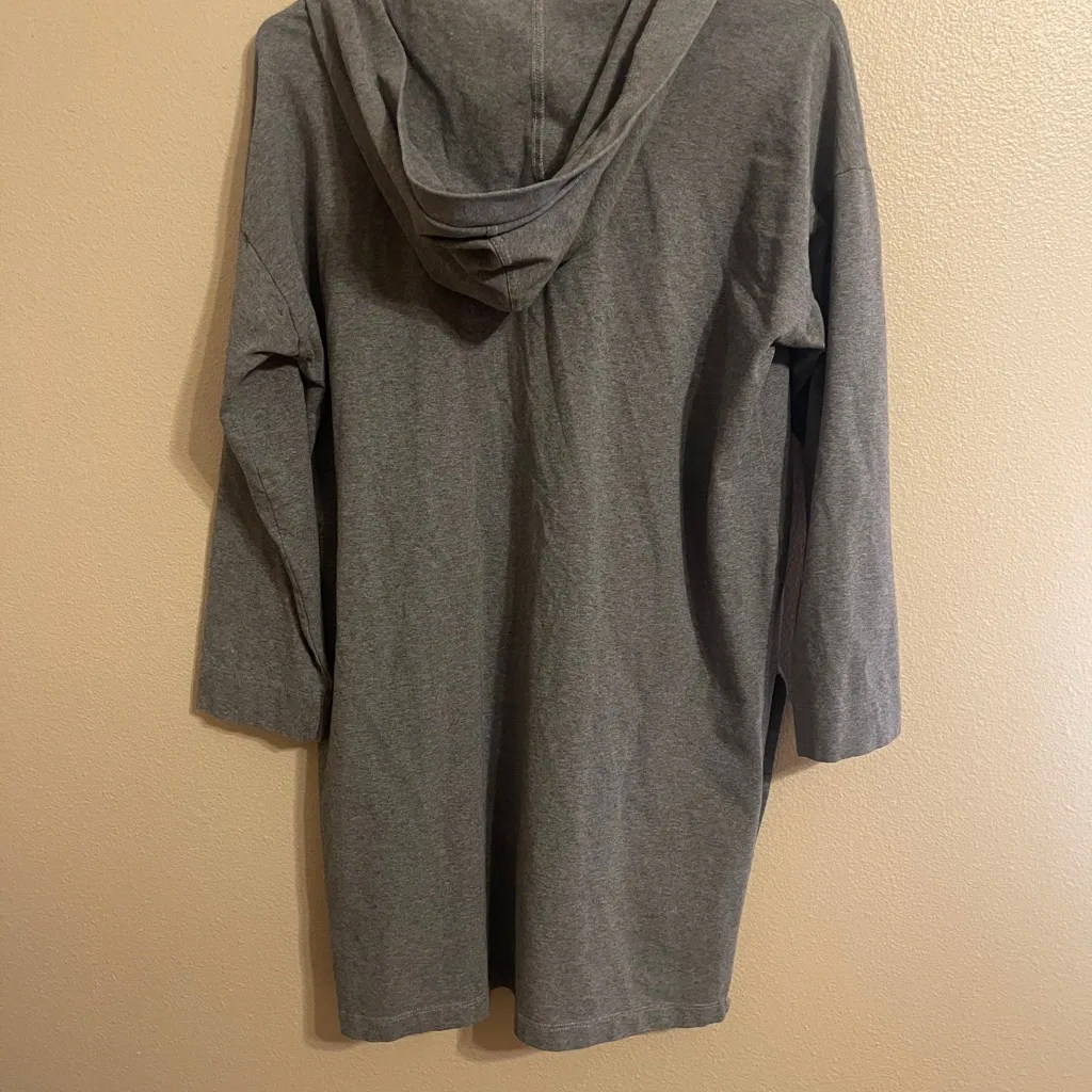 Eileen Fisher Women Organic Cotton Hooded Tunic Dress Sz M Gray Lagenlook - Image 11