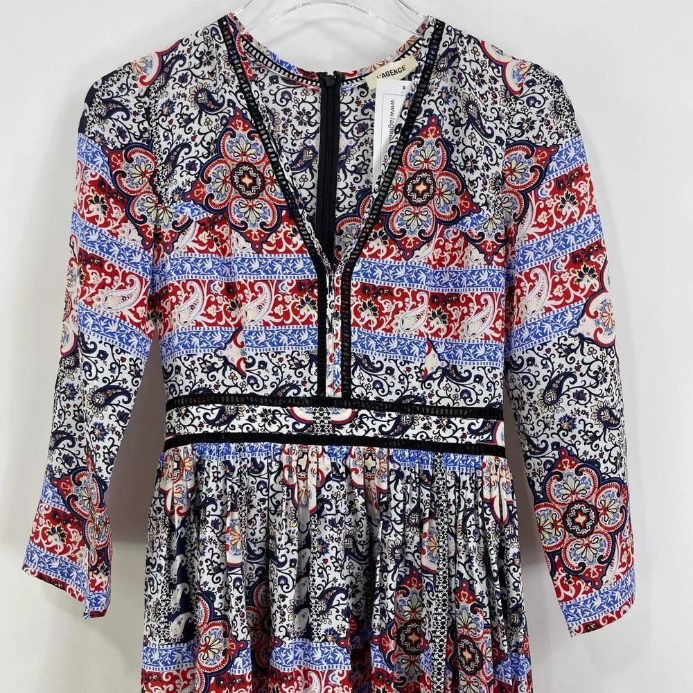 L'Agence Teresa Boho Babushka Floral Paisley Print Maxi Dress XS - Image 6