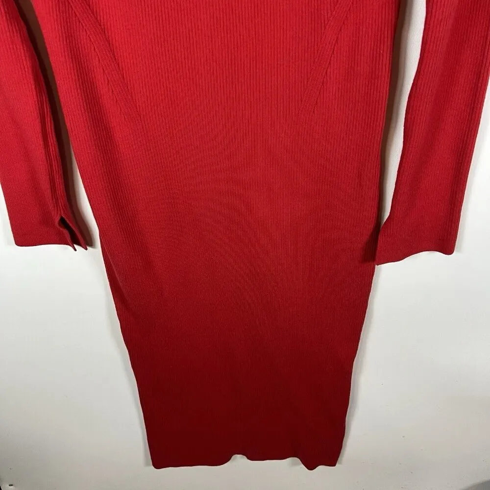 Eleven Six Dress Women's Medium‎ Red Marla Bodycon Ribbed Sweater Maxi Cozy - Image 6