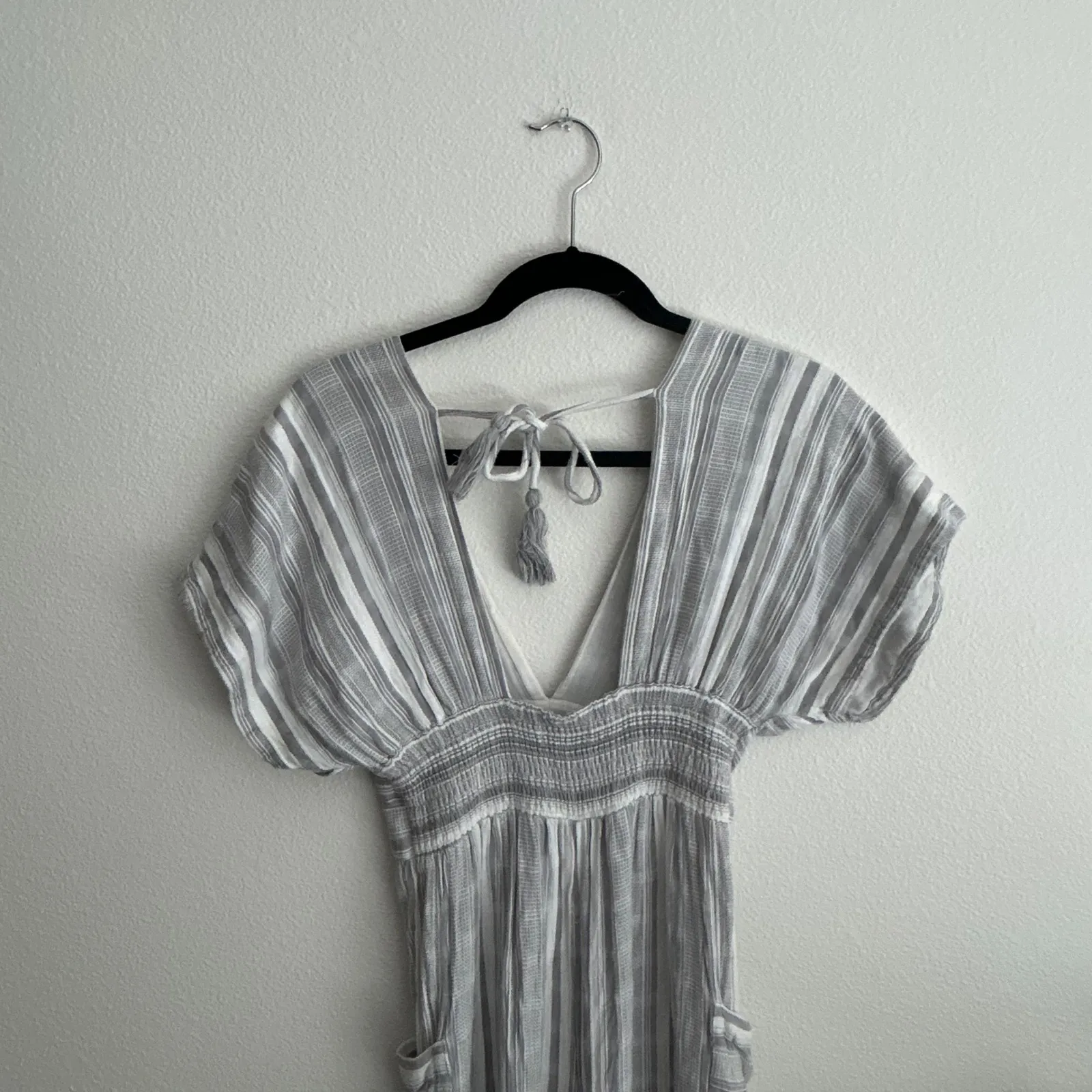 l*space Striped Jumpsuit‎ V-Neck Tie Back Pockets Casual Summer Romper - Image 10