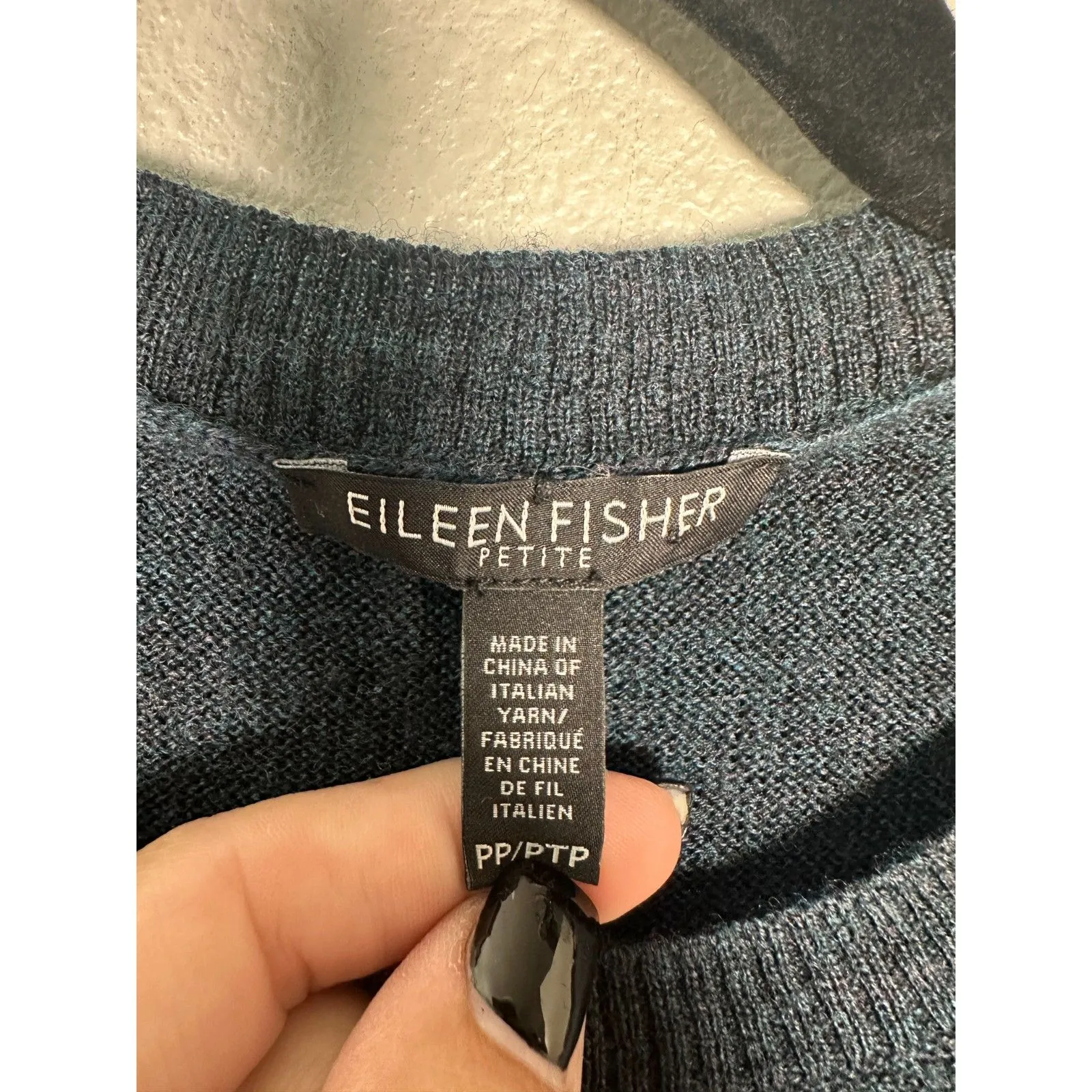 Eileen Fisher Merino Wool Blue Crewneck Lightweight Long Sleeve PP Petite 2 - 4 - Image 4