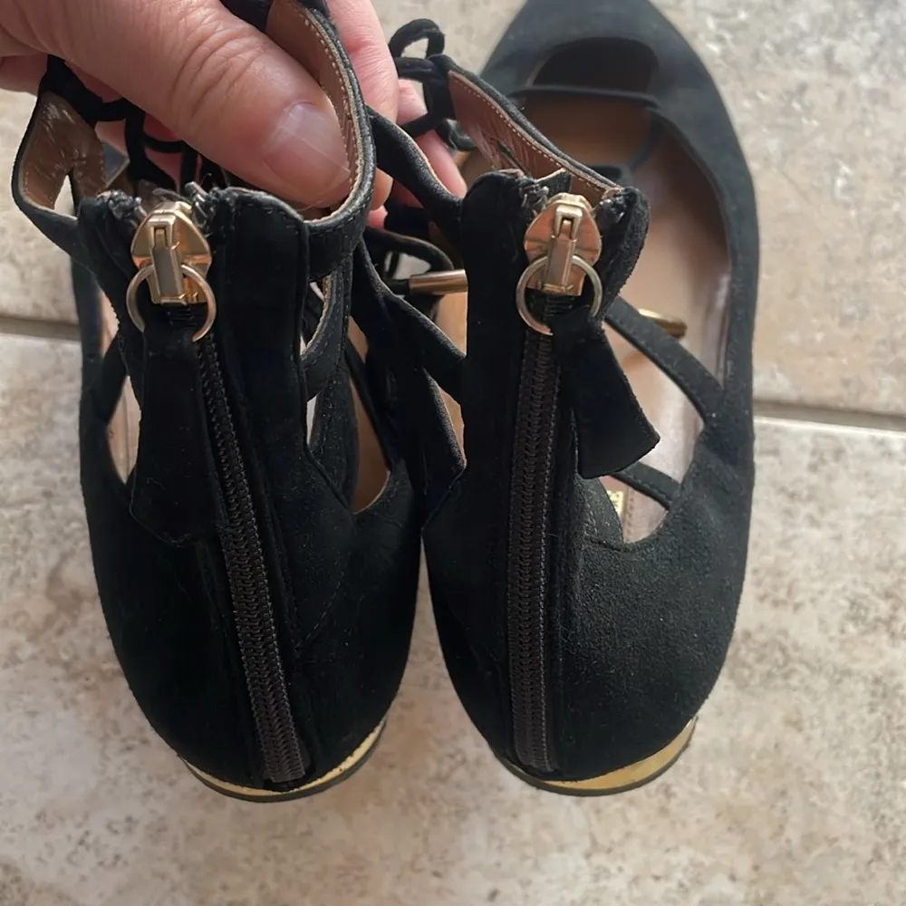 Aquazzura Belgravia Suede Flats in Black Size 6 - Image 9