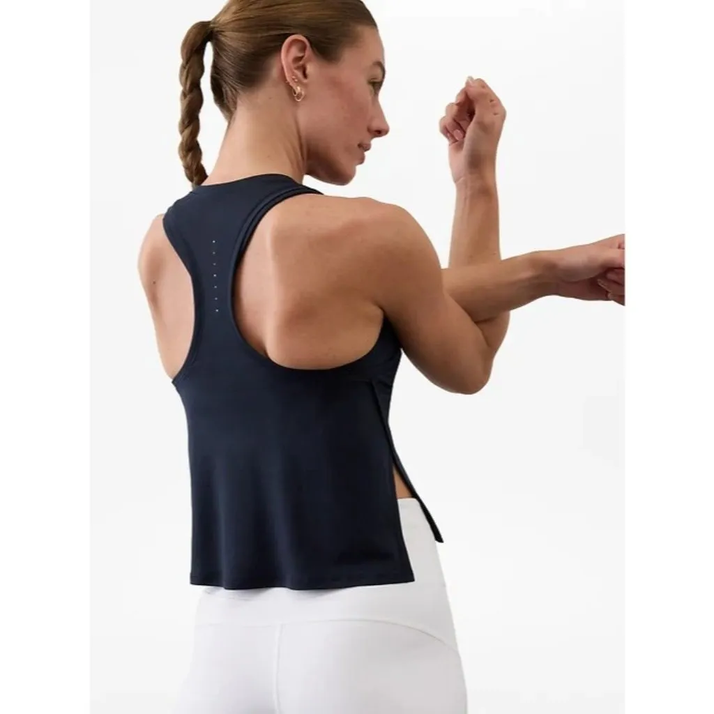 Athleta XL Grid Knit Singlet Tank Navy Blue X-Large - Image 2