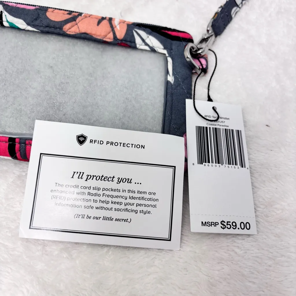Vera Bradley RFID Tech Wristlet Wallet/Phone‎ Holder Coastal Paradise NWT $59 - Image 6