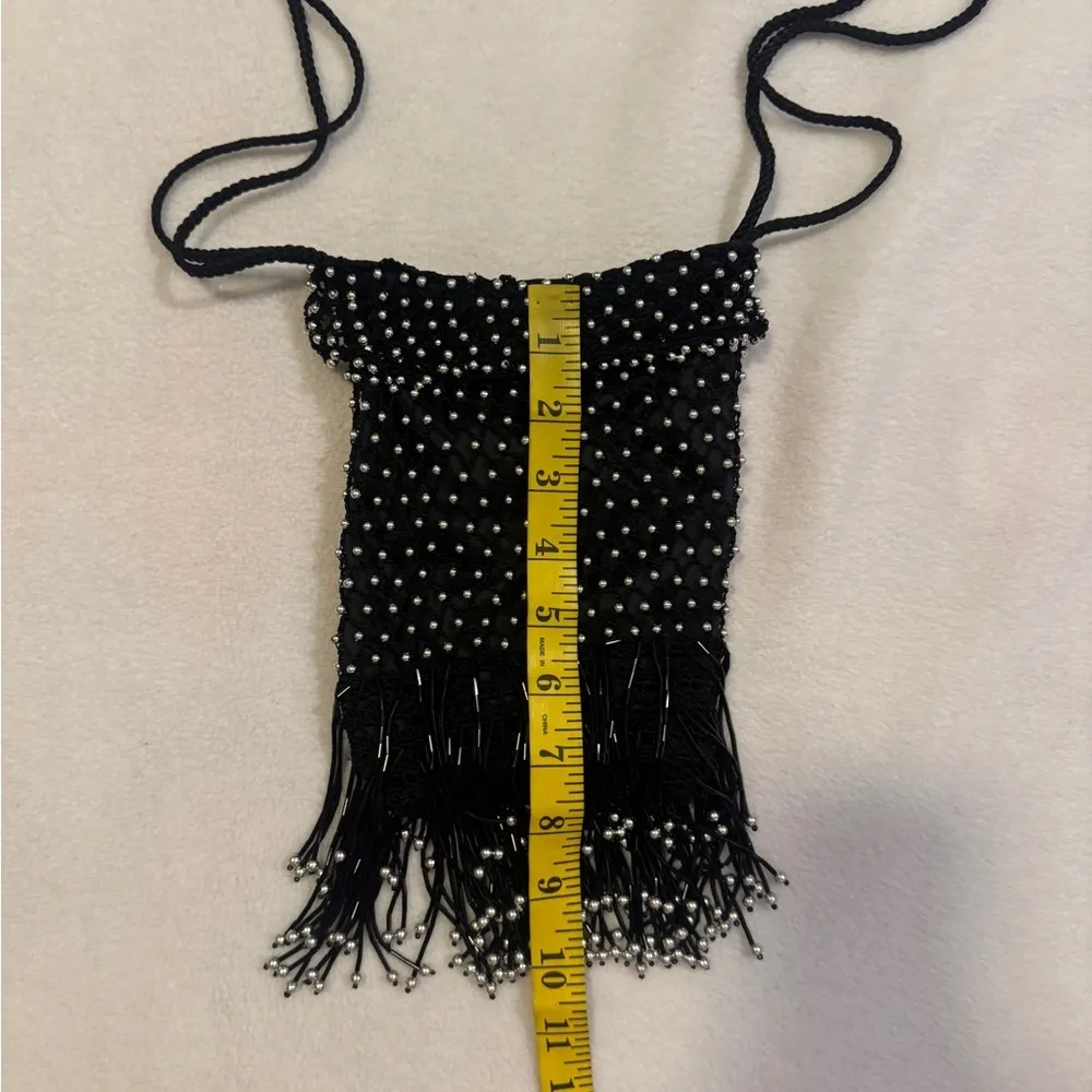 Black Beaded Crossbody Bag - Image 3