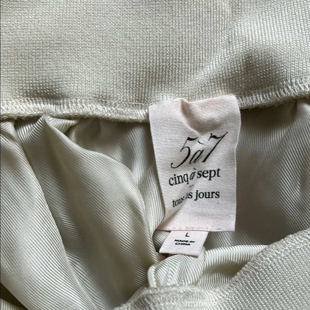 Cinq à Sept Cream Satin Jogger Pants Size L - Image 2