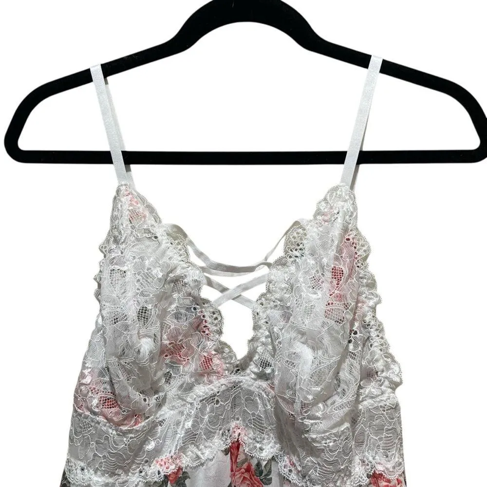 Avidlove Rose Floral Lace Babydoll Chemise Bodysuit Red White Plus Size 14W - Image 3