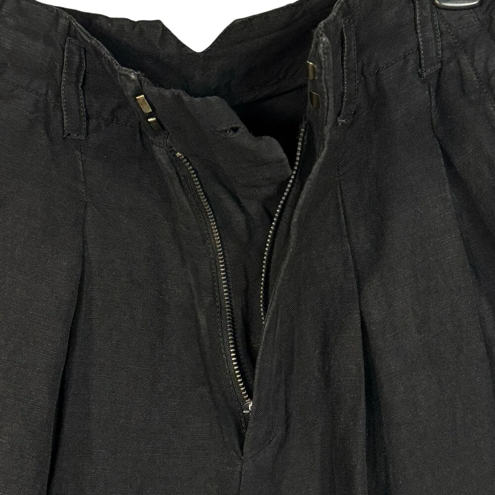 Free People SZ 4 Calla Trouser Shorts Linen Blend Pockets Zip-Fly Black Wash New - Image 3