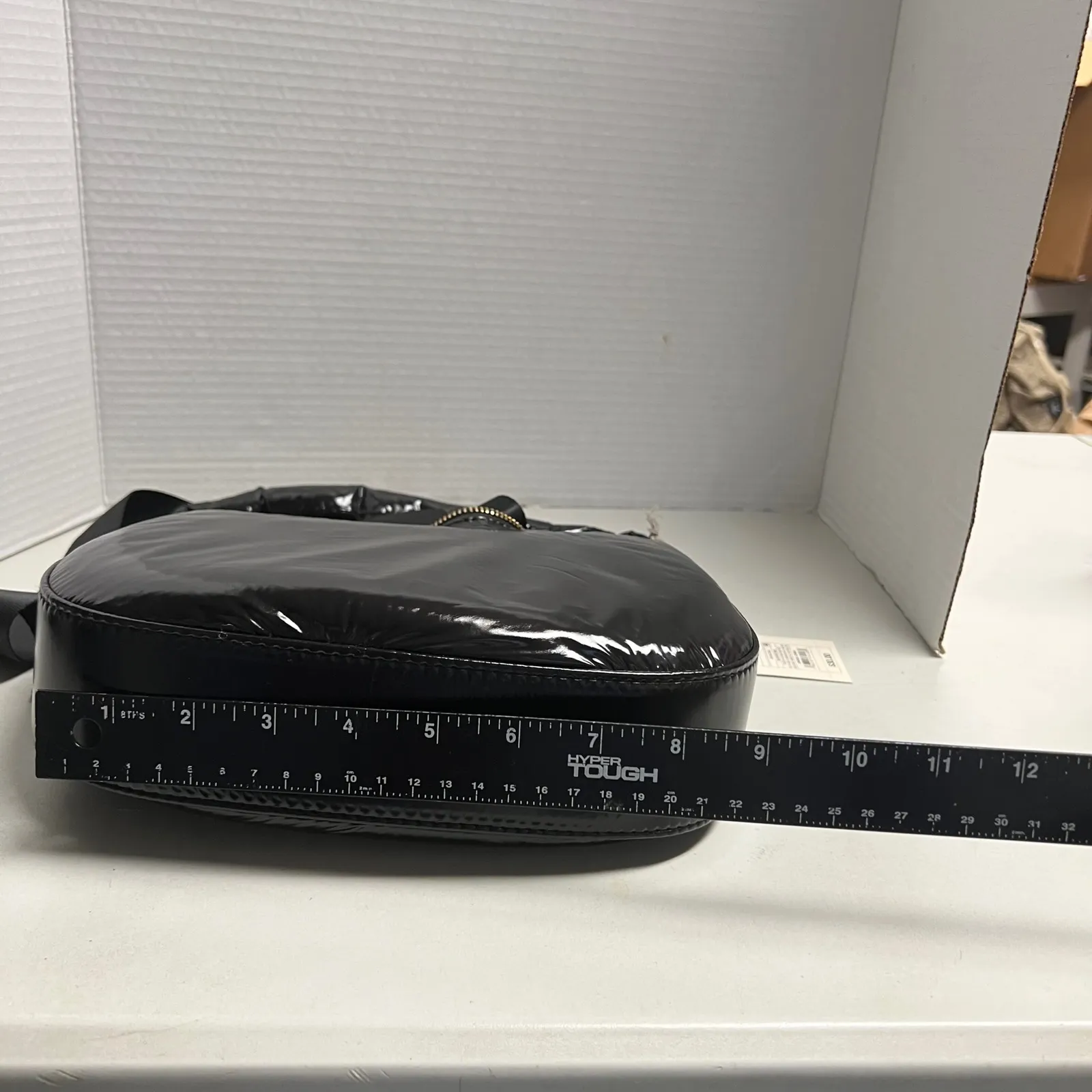 A New Day Black Puffer Hobo Bag with Detachable Crossbody Strap‎ Shiny Soft NEW - Image 3