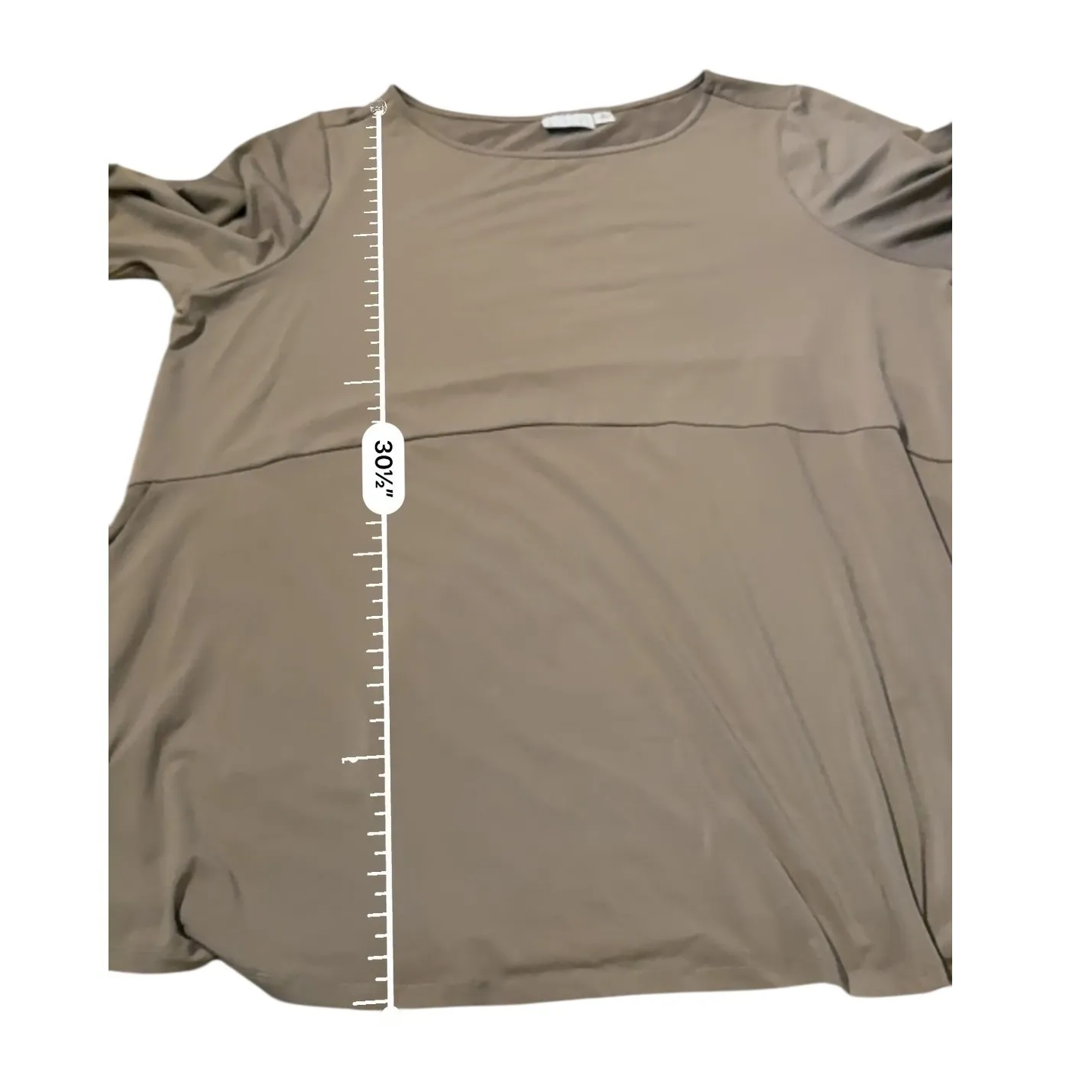 Joan Rivers Minimalist Tunic Top Women's 1X Taupe Long Sleeve Stretch Casual - Image 6