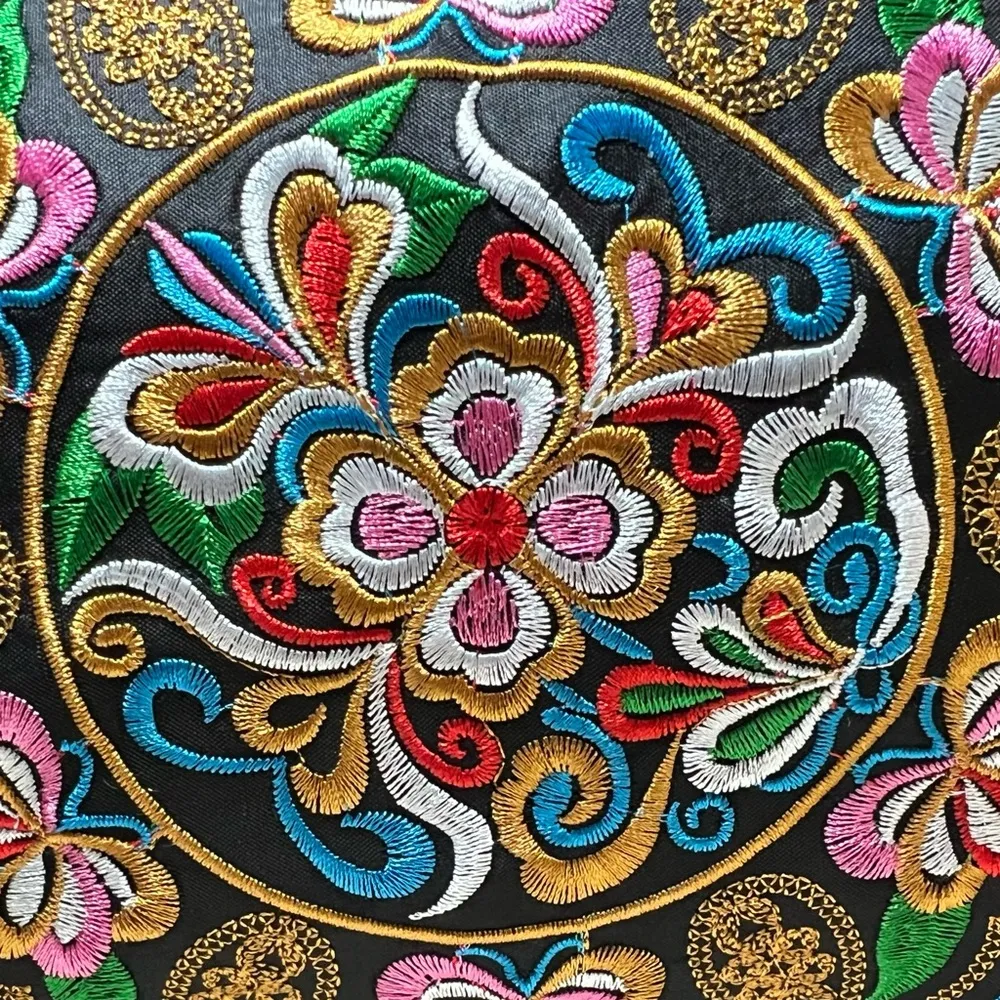 Embroidered crossbody bag with three separate zippered compartments, NWOT Black - Image 15