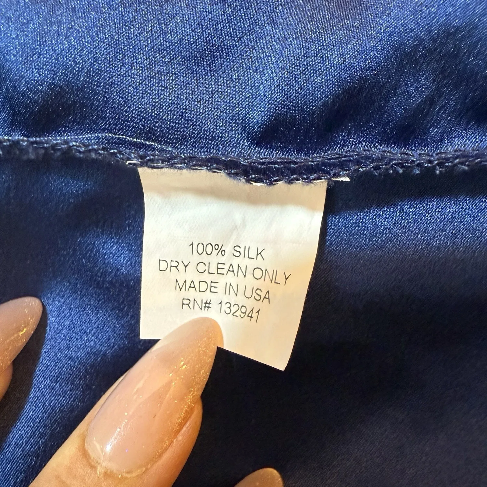 Amanda Uprichard M 100% Liquid‎ Silk Shift Dress Blue Career Office Made In USA - Image 12