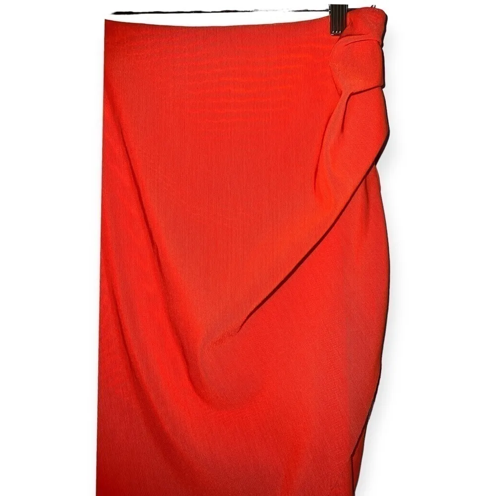 Designer Bec & Bridge NWOT Mesh ruched asymmetrical red Gold tulle midi skirt 6 - Image 3