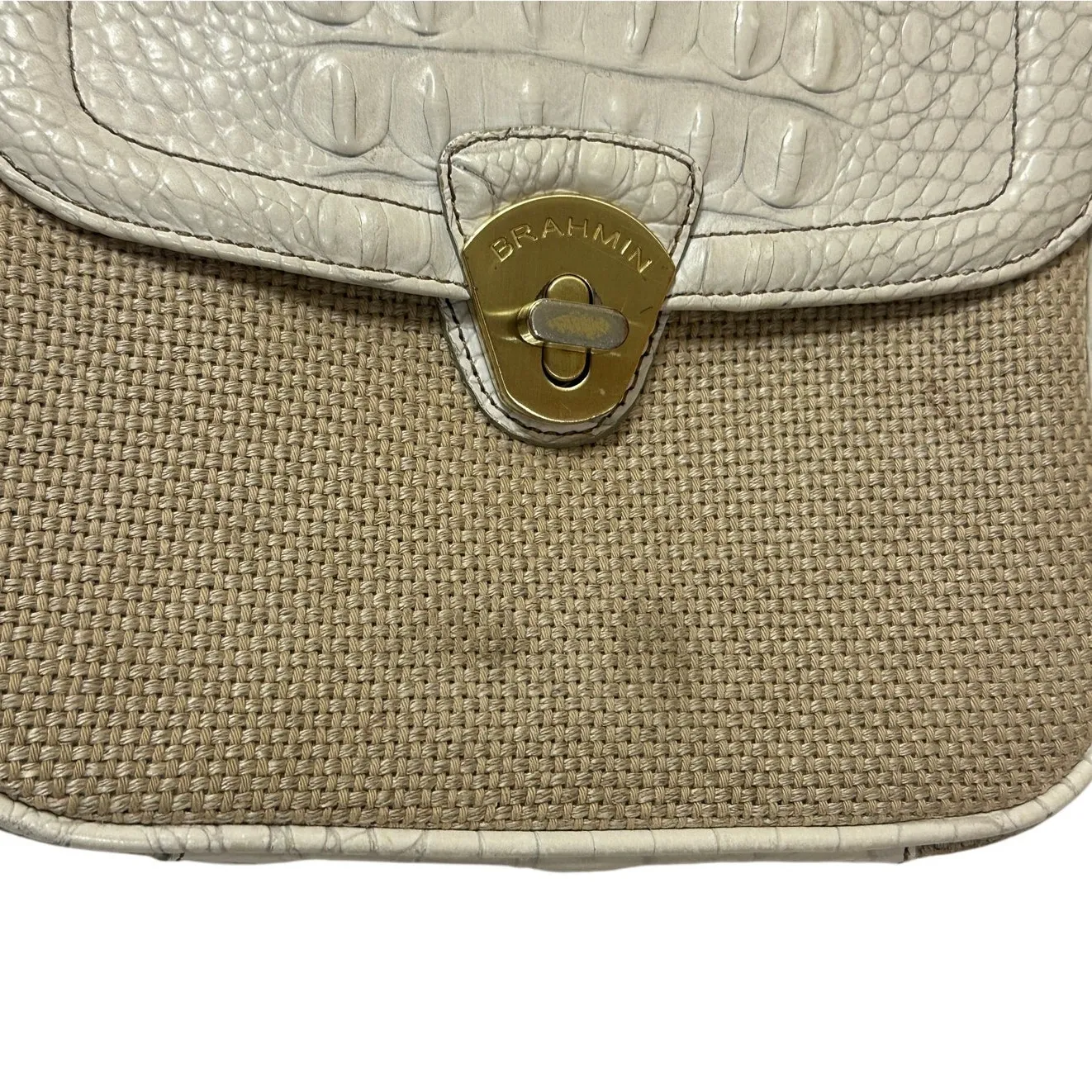 Brahmin  Cream Leather Crossbody Bag - Image 8