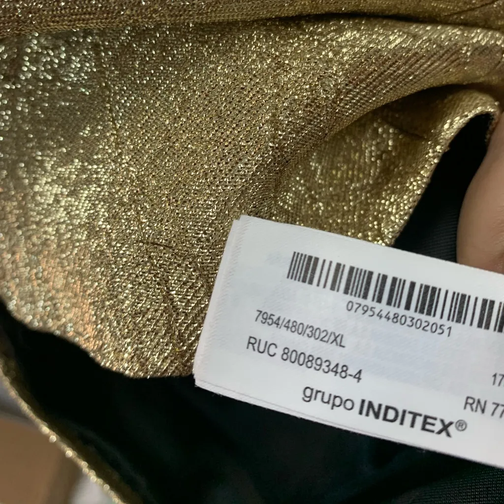 Zara Collection Shiny golden Mini Dress Gold Size XL bloggers fave party elegant - Image 14