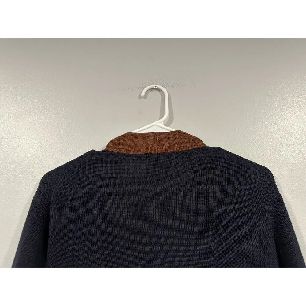 Eileen Fisher Midnight Blue Colorblock Tencel Silk Long Cardigan Large L - Image 6