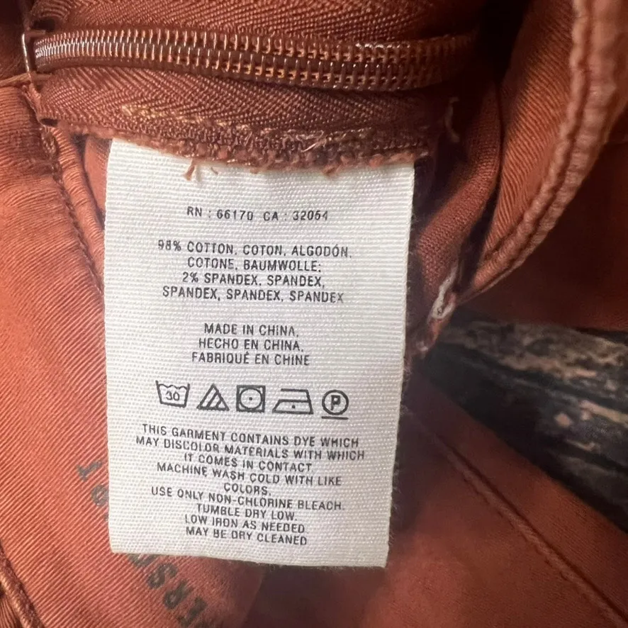 Pilcro Women's Brown/Burnt‎ Orange Skinny Fit Mid Rise Jeans Size 24 Casual Fall - Image 3