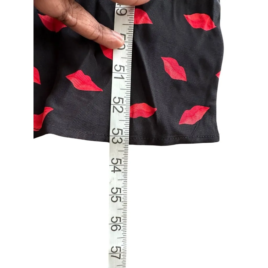 A New Day Black & Red Lip Print Midi Dress Size 2 Whimsical Dreamy Flowy - Image 9