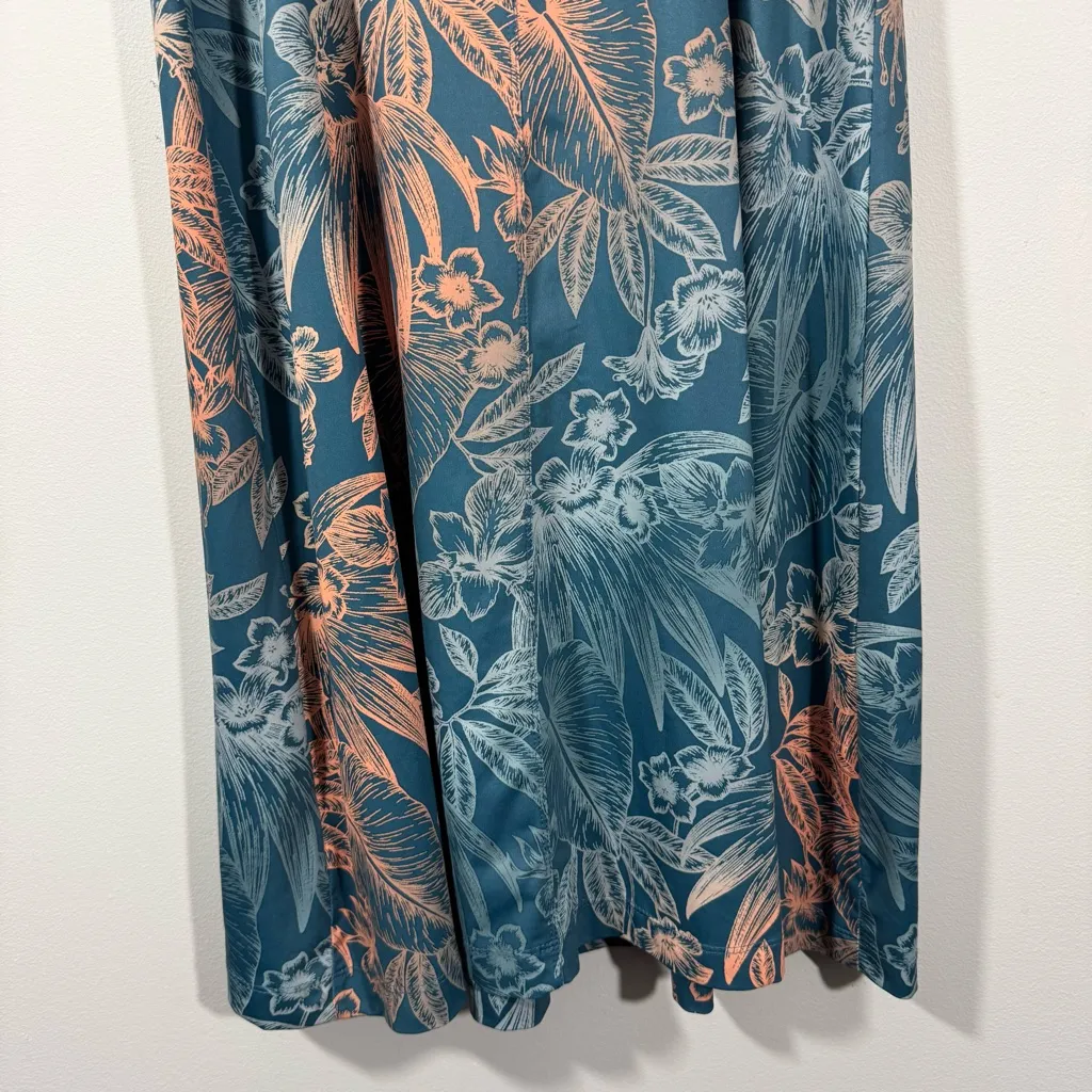 Columbia PFG Freezer III Dress Blue Teal Orange Tropical Floral Print Size M - Image 7