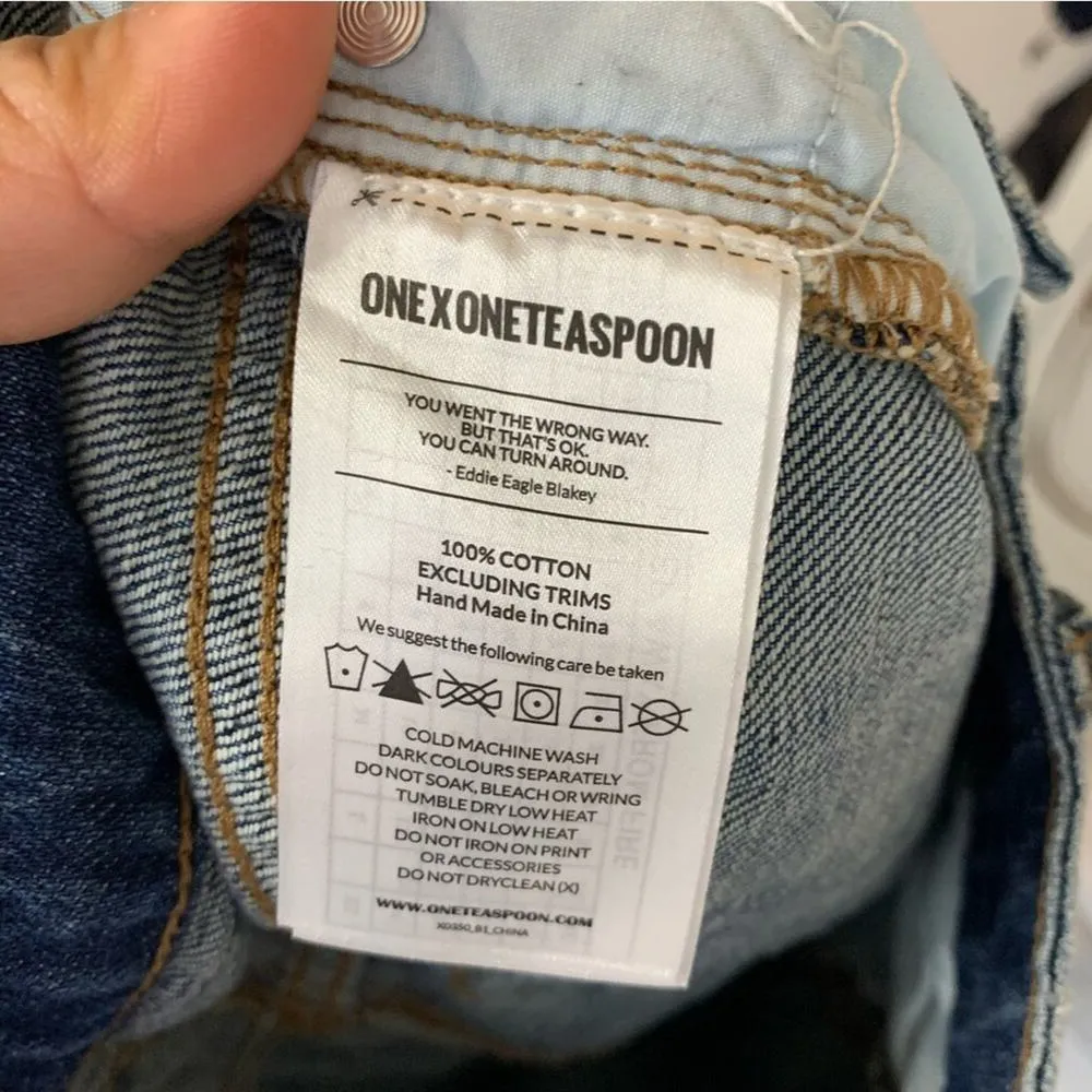 One Teaspoon Revolve fray hem‎ denim pencil high waisted skirt size 24 - Image 11