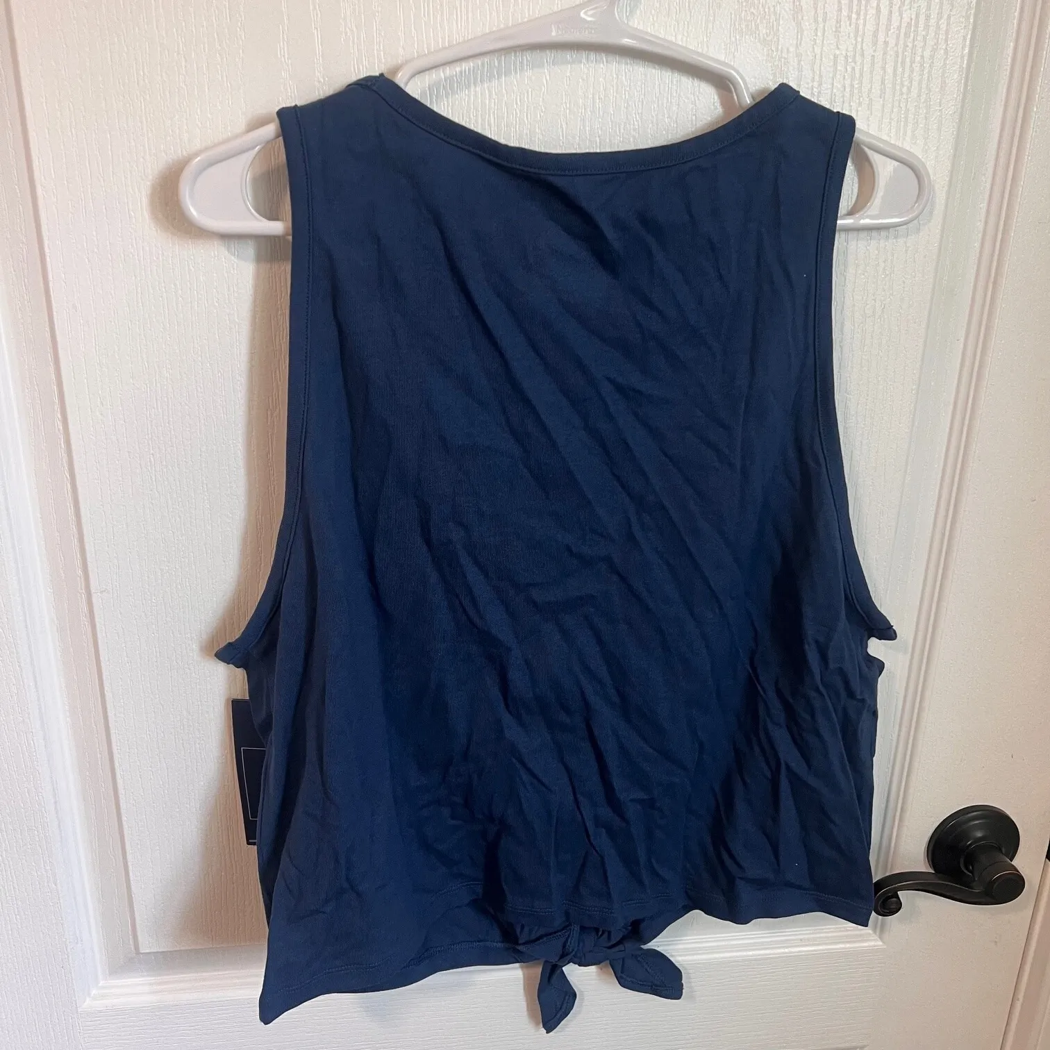 Reebok Womens Athletic‎ Tank Top Gym Yoga Front Tie Activewear Medium Blue NWT - Image 5