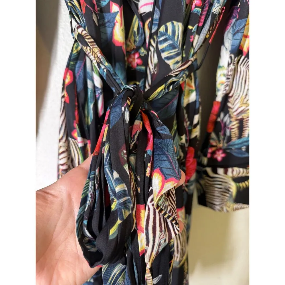 Banana Republic Zebra Floral Print Robe Womens Sz M Loungewear Intimates - Image 3