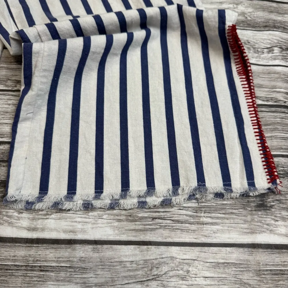 Indigo Rein Women's Wide Leg Crop Beach Pants Stripe White Blue Red M Med Medium - Image 6