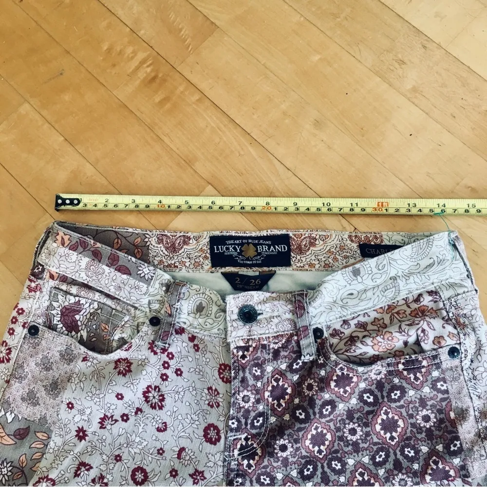 Lucky Brand Floral + Paisley Charlie Skinny Jeans, Cream, Colorful, Size 2 - Image 12