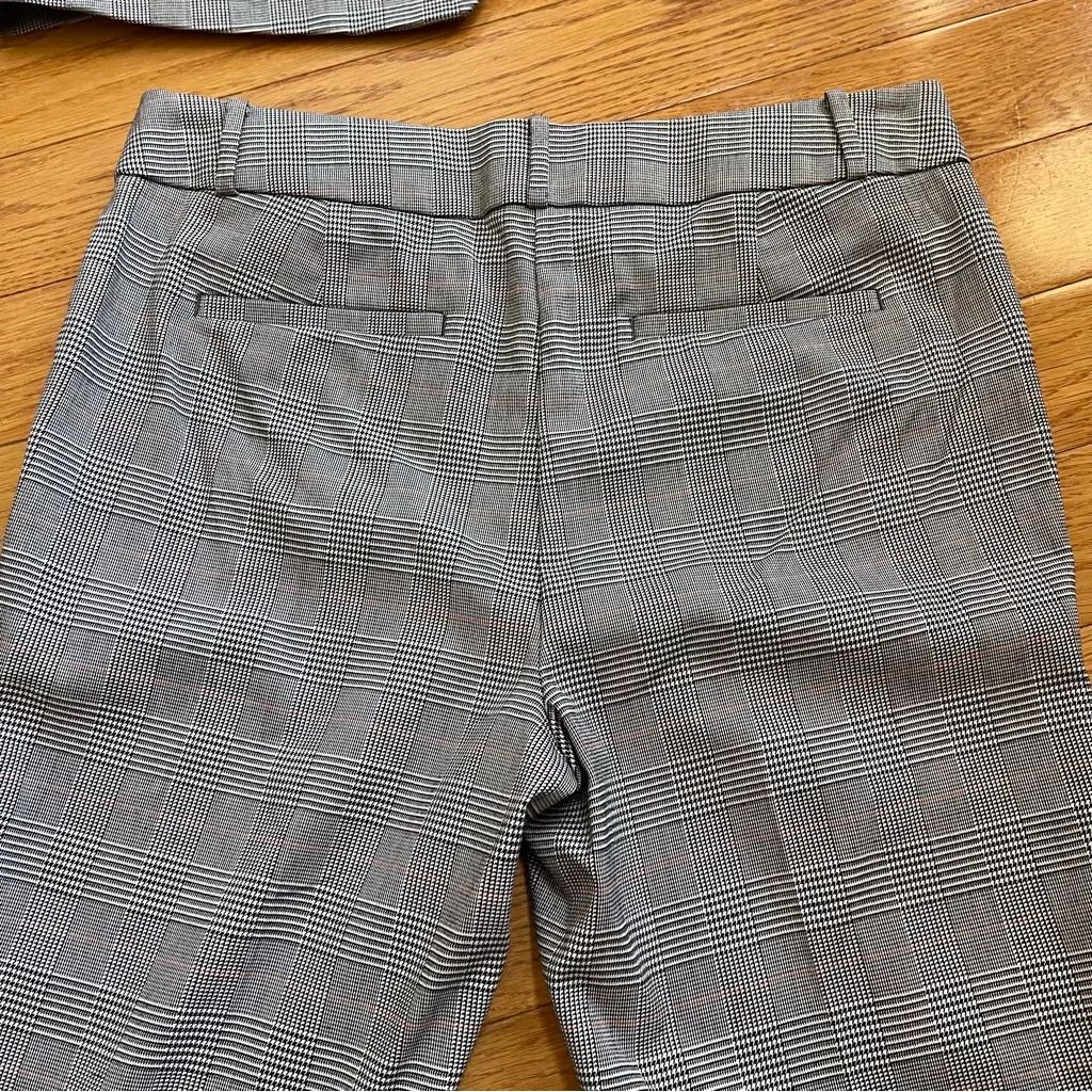 LOFT 2 piece suit set Plaid boyfriend double breasted blazer & pants Grey - Image 12