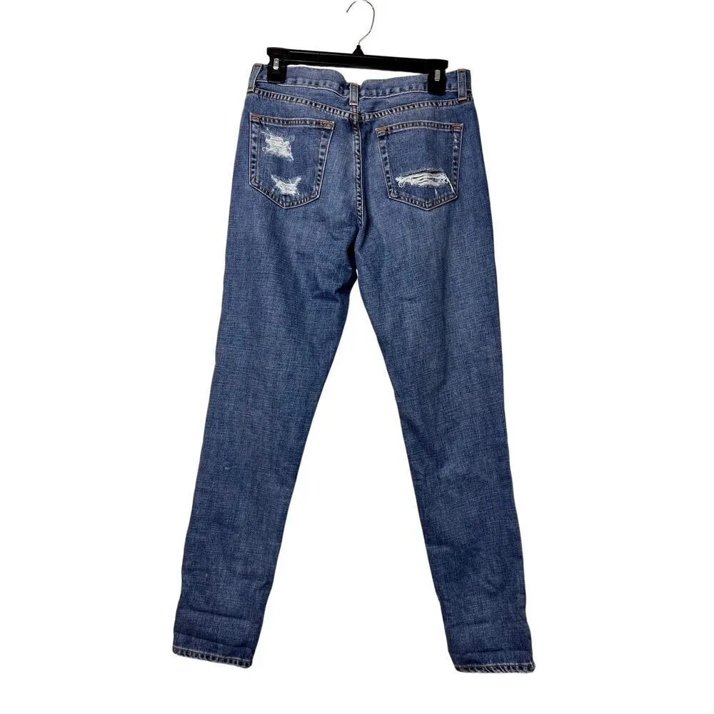 Nasty Gal Blue Button Fly Distressed Ripped Boyfriend Jean Sz 26 Punk Grunge NWT - Image 4