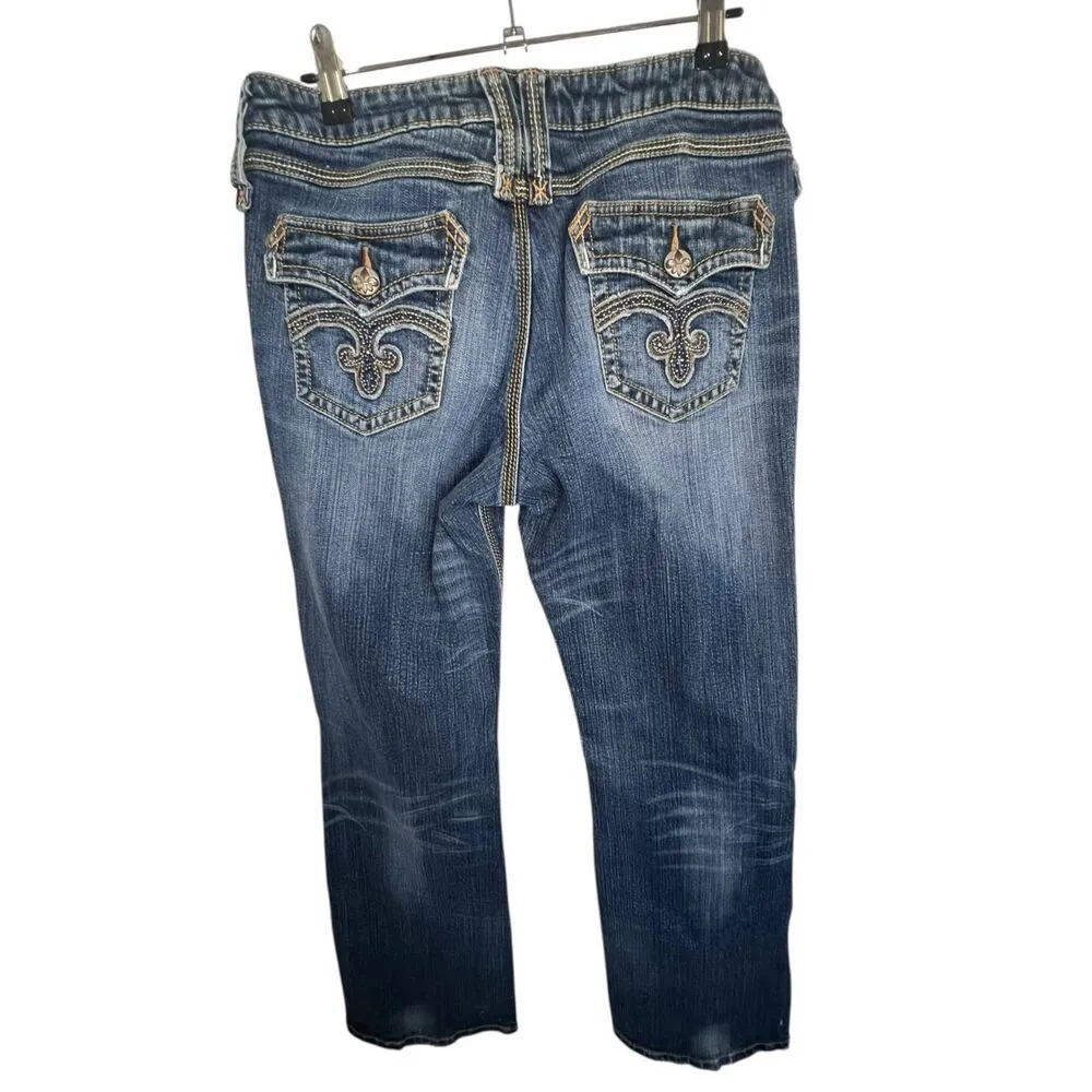 Twenty X Houston Low Rise Bootcut Denim Jeans With Stitching On Pockets Blue Size undefined - Image 4