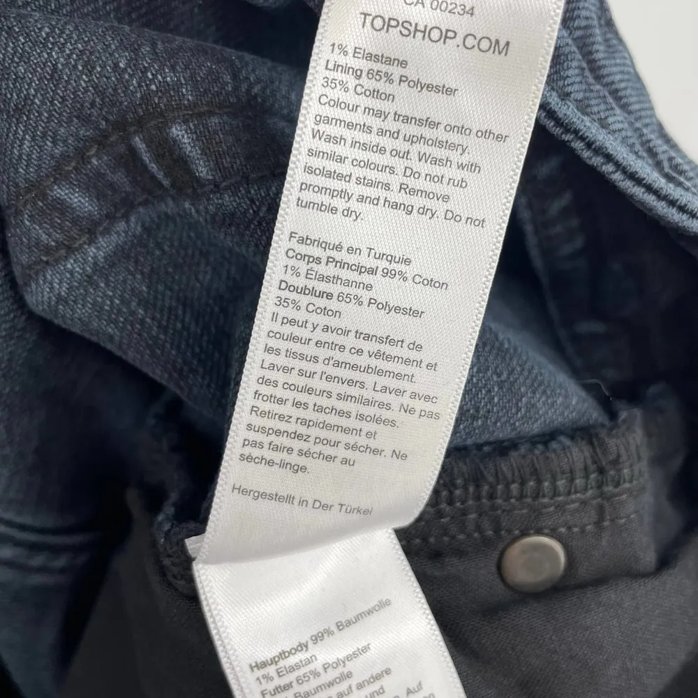 NWT Topshop Petite Cropped Straight Jeans with Raw Hem Washed Black Size 32P - Image 12