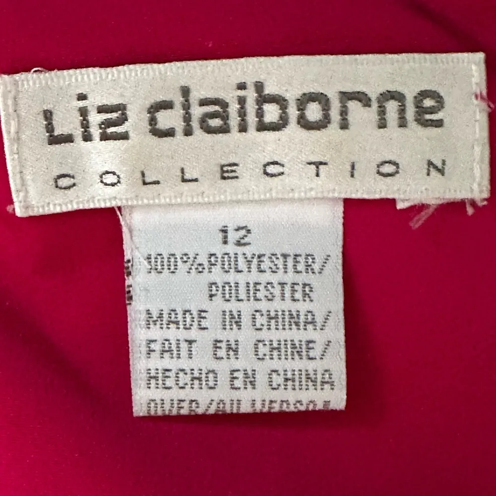 Liz Claiborne Blouse LS Hot Pink Pleated Front No Collar Hidden Buttons … - Image 8
