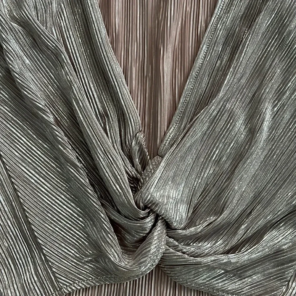 ASOS Blush Metallic Pleated Knotted Crop Top US 0 - Image 2