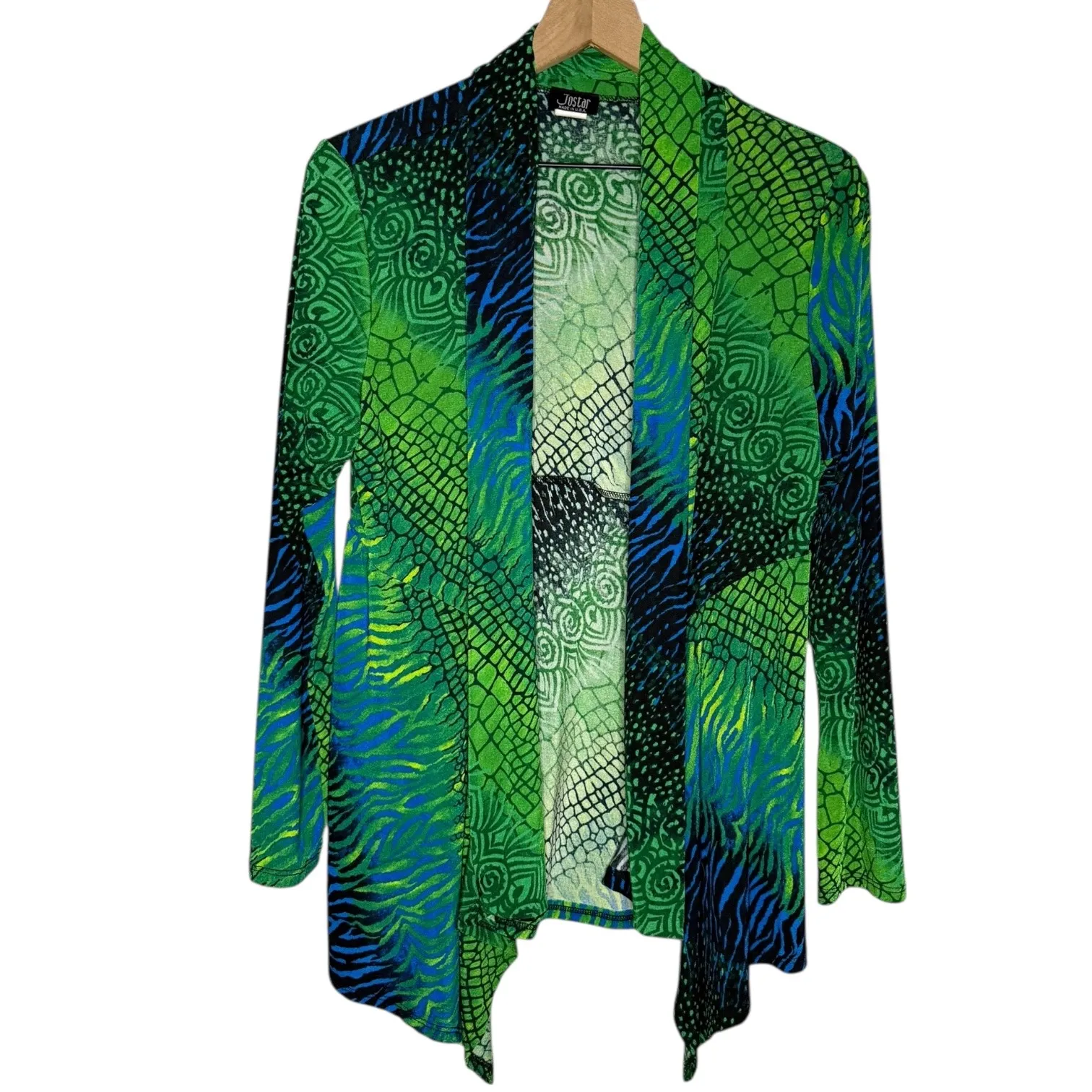 Vintage Leopard Print Retro Vivid Stretchy Jostar 3 Pc Set Tank Pants n Cardigan Size M - Image 2