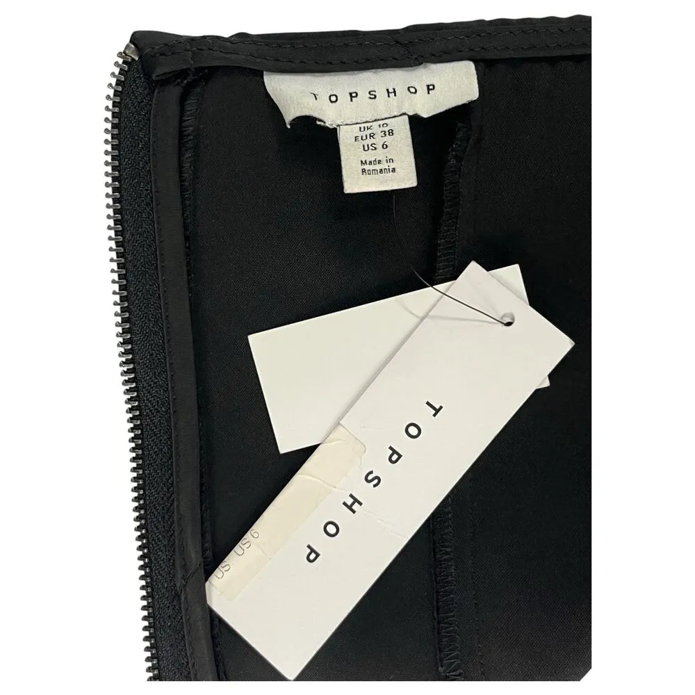 New Topshop Top Womens 6 Black Satin Bandeau Strapless Cropped Sexy Club Summer - Image 7