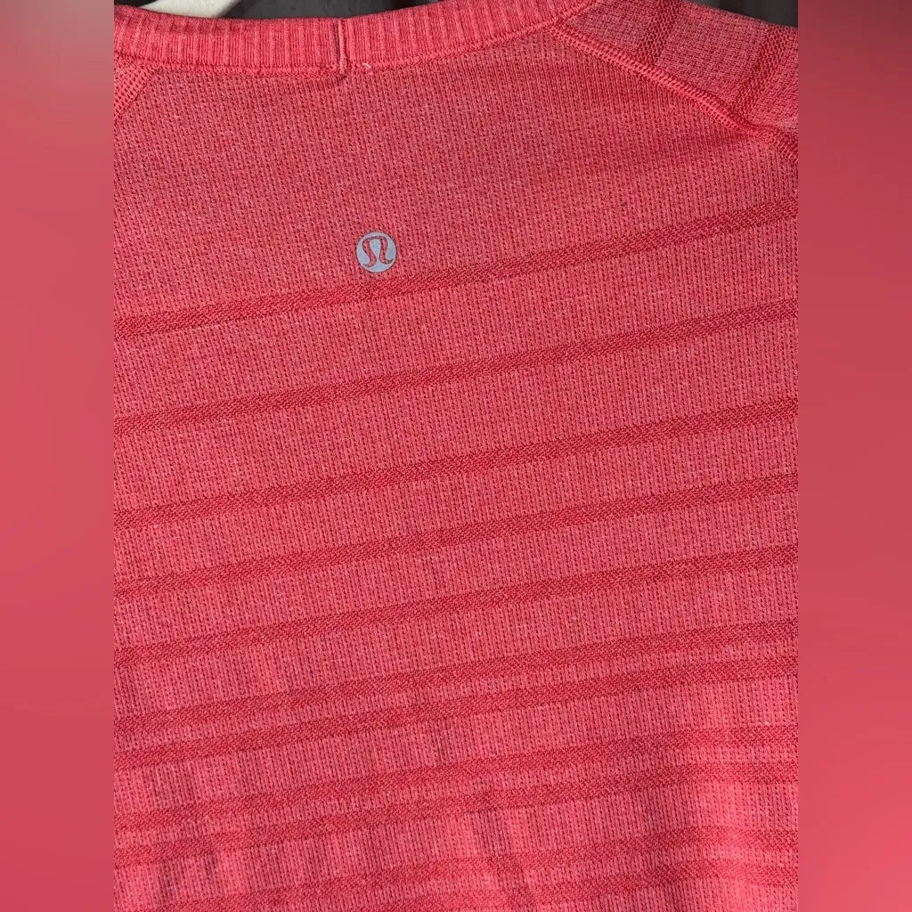 Lululemon Run Swiftly Tech Short Sleeve tee coral brick Love Red striped orange - Image 7