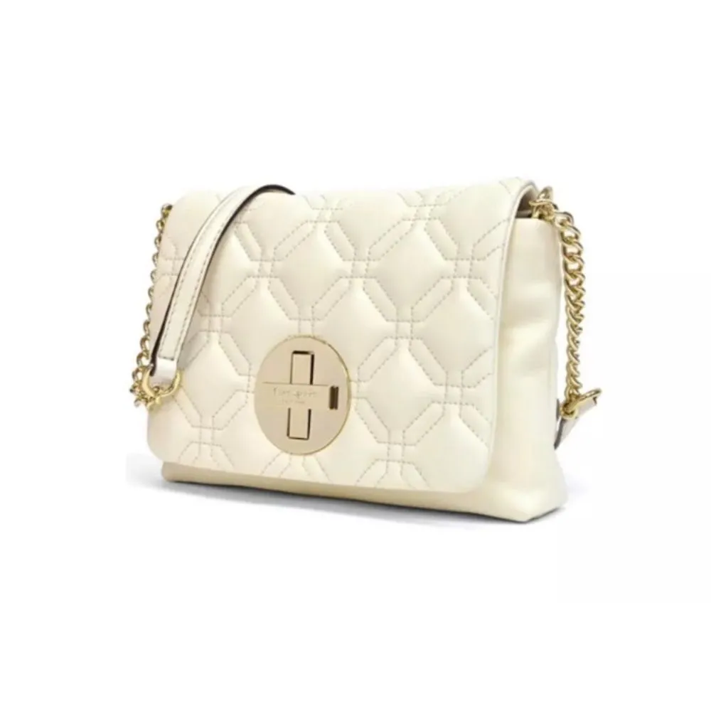 Kate Spade Aster Court Naomi Crossbody Bag Purse Quilted White Red Lining VEUC - Image 3