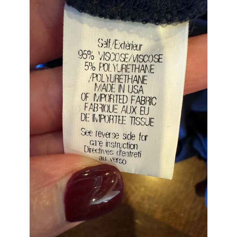 Theory Shirt Women Large Navy Blue Short Sleeve‎ Drapey Viscose Easy Tee Preppy - Image 8