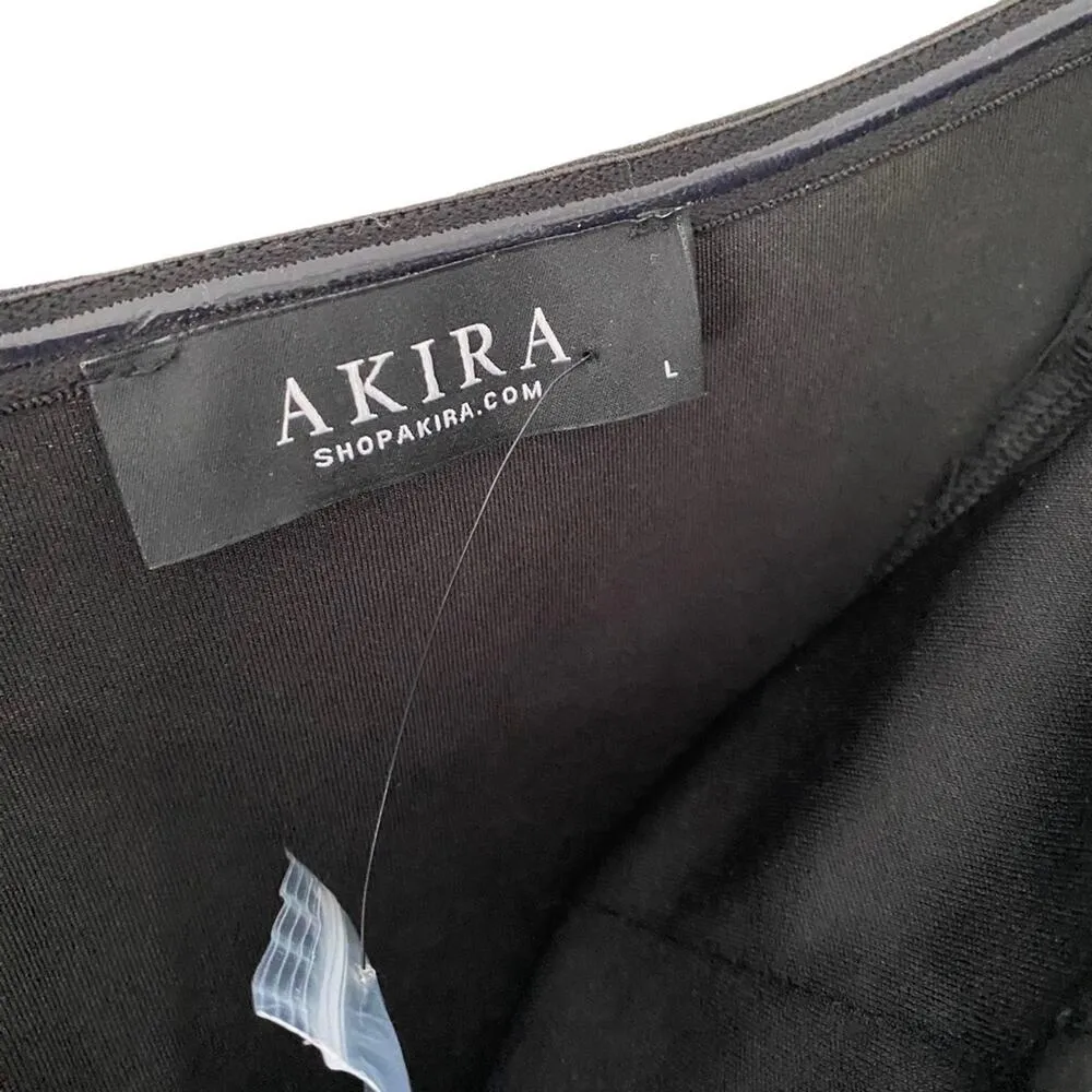 Akira Off Shoulder Feather Black Body Con Mini Dress NWTs size large - Image 7