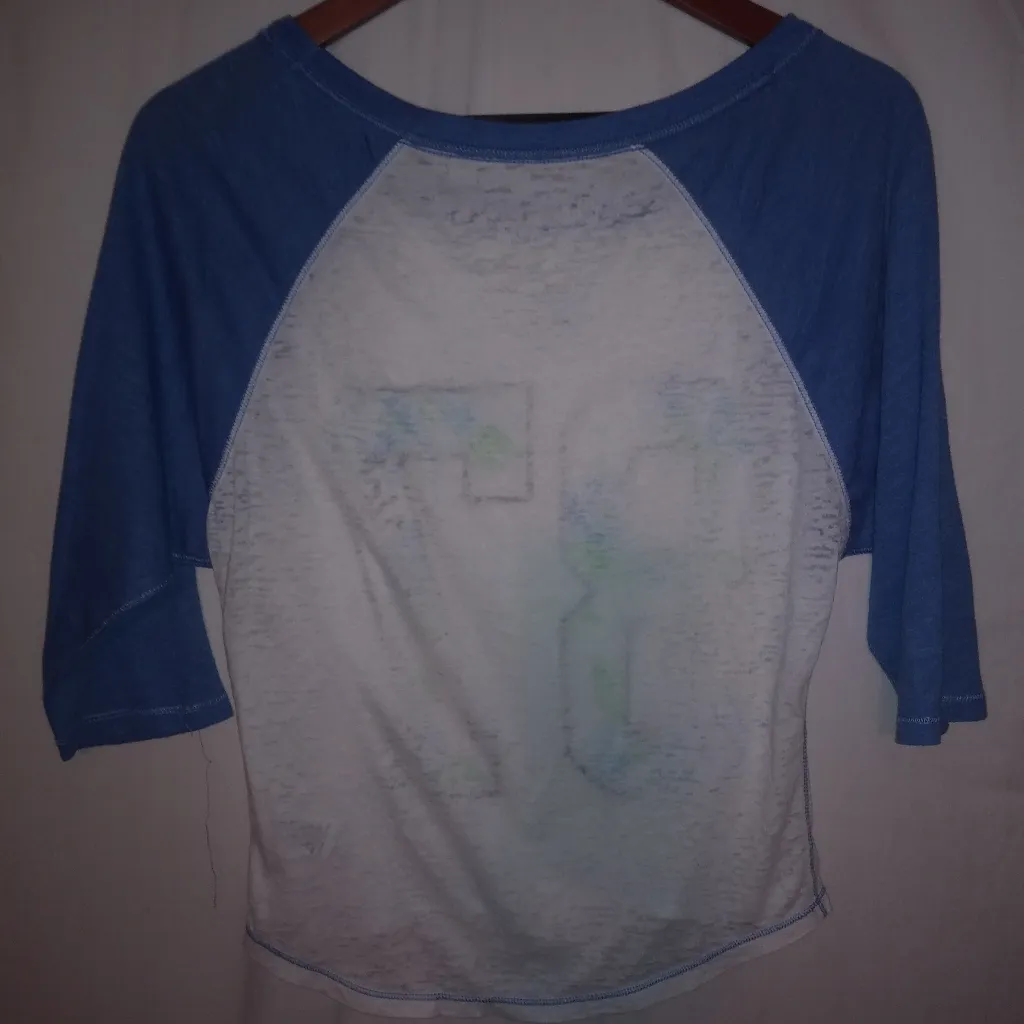 AEROPOSTALE 87 Y2K Blue Aloha Baseball Top XS - Image 3