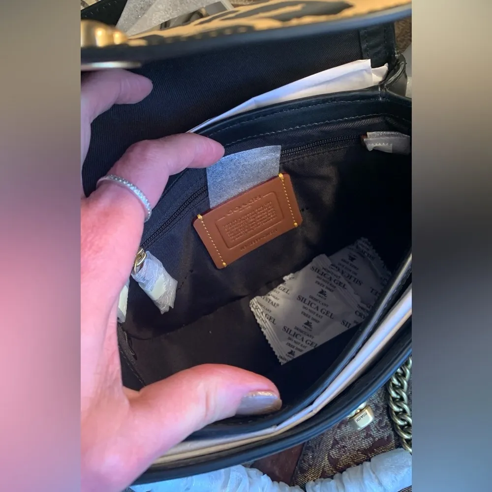 Authentic COACH 1941 calf leather leopard 3 straps turnlock flap Crosb/shoulder. - Image 10