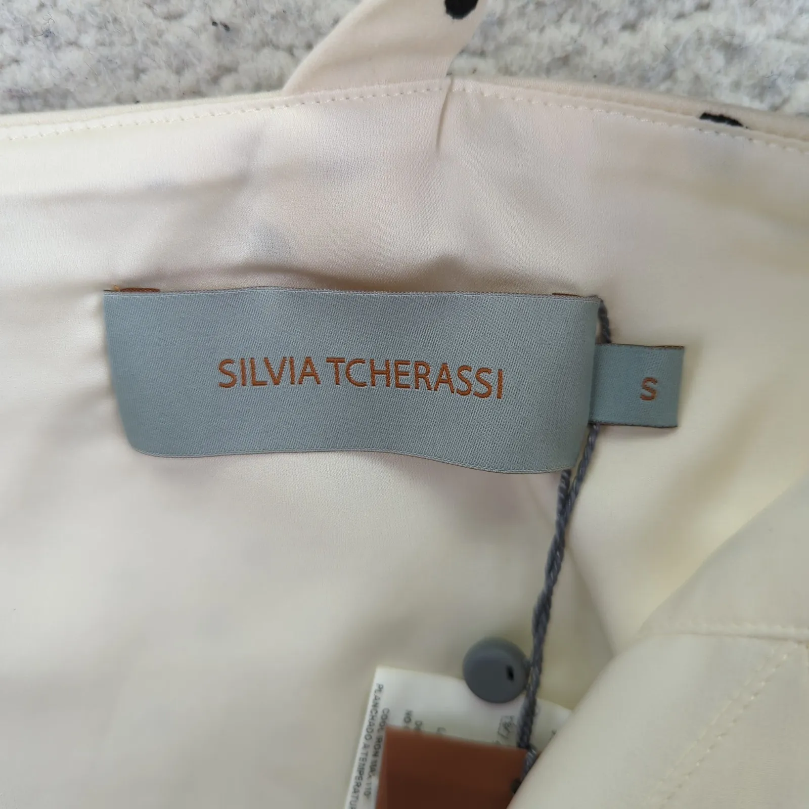 SILVIA TCHERASSI La Banquera Top White Black Polka Dot Lace Peplum Small Party - Image 3