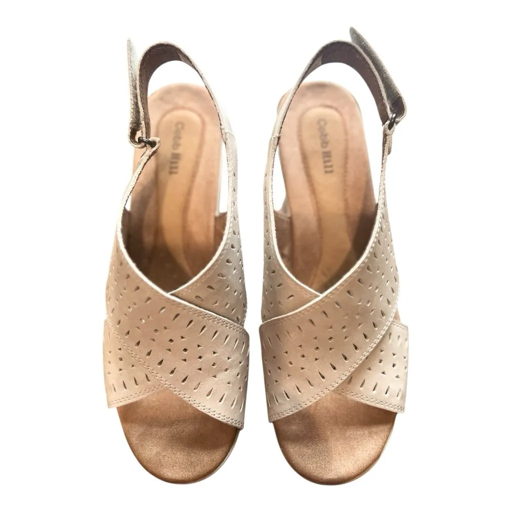 Cobb Hill Janna Slingback Women's Wedge Sandals Size US 8 Wide White (Beige) - Image 4